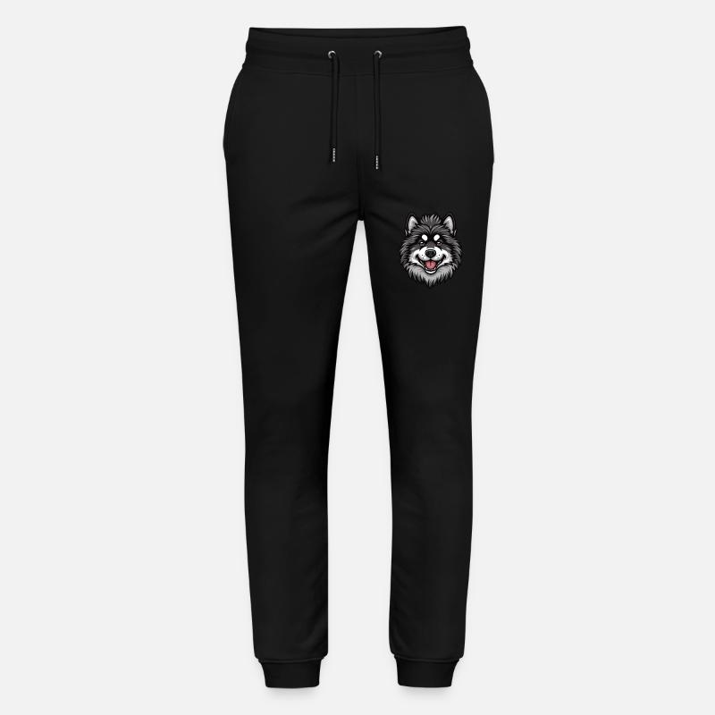 Wolfspitz Keeshond | Cartoon Artwork - Stanley/Stella Mover Unisex Organic Jogging Trousers - black