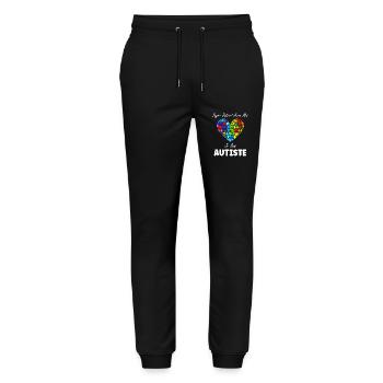 sensibilisation a l'autisme autiste - Pantalon de jogging bio MOVER Stanley/Stella unisexe - noir - Devant - Marisol (170cm) & Nik (191cm)