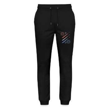 Contrail and Fireworks - Red White and Blue - Stanley/Stella Mover Unisex Organic Jogging Trousers - black - Front - Marisol (170cm) & Nik (191cm)