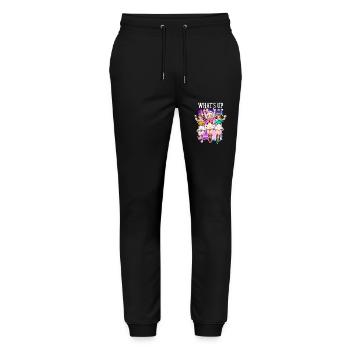 Whats Up Sister Funny Trendy Streamer Cute Girl - Stanley/Stella Mover Unisex Organic Jogging Trousers - black - Front - Marisol (170cm) & Nik (191cm)