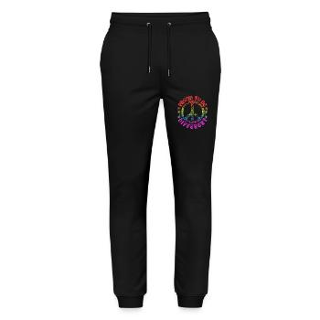 Proud to be different - Peace Logo Pride Love - Stanley/Stella Mover Unisex Organic Jogging Trousers - black - Front - Marisol (170cm) & Nik (191cm)