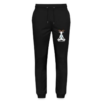 Relaxed Goat Baaa-Mast Yoga Pose - Stanley/Stella Mover Unisex Organic Jogging Trousers - black - Front - Marisol (170cm) & Nik (191cm)