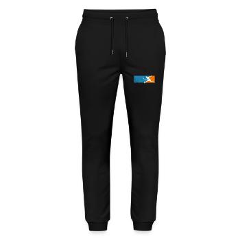 Squash schneller Spieler mit Tennisschläger - Stanley/Stella Unisex Bio Jogginghose Mover  - Schwarz - Vorne - Marisol (170cm) & Nik (191cm)