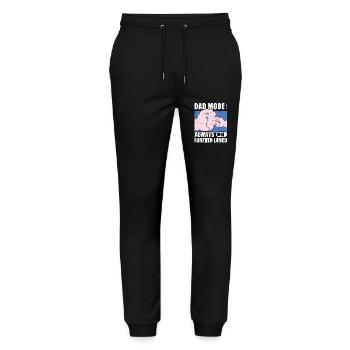 Papa-Modus immer für immer eingeschaltet Geliebt - Stanley/Stella Unisex Bio Jogginghose Mover  - Schwarz - Vorne - Marisol (170cm) & Nik (191cm)