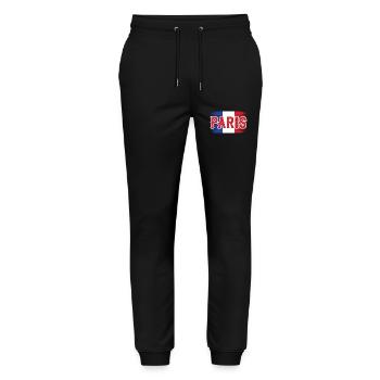 On est bien à Paris! - Pantalon de jogging bio MOVER Stanley/Stella unisexe - noir - Devant - Marisol (170cm) & Nik (191cm)