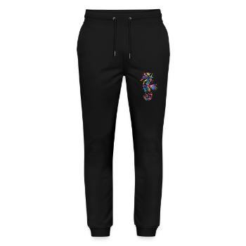 Seepferdchen Pop Art Bunt Aquarist Süßes Seepferd - Stanley/Stella Unisex Bio Jogginghose Mover  - Schwarz - Vorne - Marisol (170cm) & Nik (191cm)
