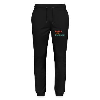 Peace Joy Pancake German Denglish Proverb - Stanley/Stella Mover Unisex Organic Jogging Trousers - black - Front - Marisol (170cm) & Nik (191cm)
