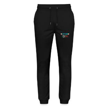 1974 Birthday Vintage - Stanley/Stella Mover Unisex Organic Jogging Trousers - black - Front - Marisol (170cm) & Nik (191cm)