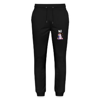 Unicorn Saying Nope for Boy and Girl Mythical Creatures - Stanley/Stella Mover Unisex Organic Jogging Trousers - black - Front - Marisol (170cm) & Nik (191cm)