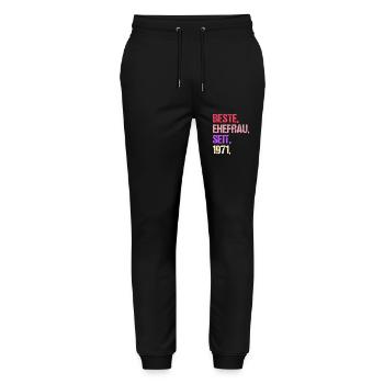 Meilleure épouse de la Saint-Valentin depuis 1971 - Pantalon de jogging bio MOVER Stanley/Stella unisexe - noir - Devant - Marisol (170cm) & Nik (191cm)