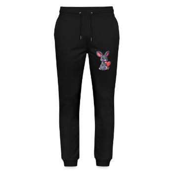 Cute Bunny Holding Heart Illustration Perfect for - Stanley/Stella Unisex Bio Jogginghose Mover  - Schwarz - Vorne - Marisol (170cm) & Nik (191cm)