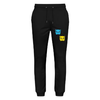 Katzen Retro 80er Ukraine Vintage Tierschutz Katze - Stanley/Stella Unisex Bio Jogginghose Mover  - Schwarz - Vorne - Marisol (170cm) & Nik (191cm)