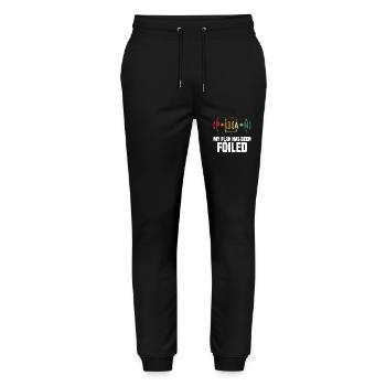 Mon plan a été déjoué Drôle de professeur de mathématiques Pun Sci - Pantalon de jogging bio MOVER Stanley/Stella unisexe - noir - Devant - Marisol (170cm) & Nik (191cm)