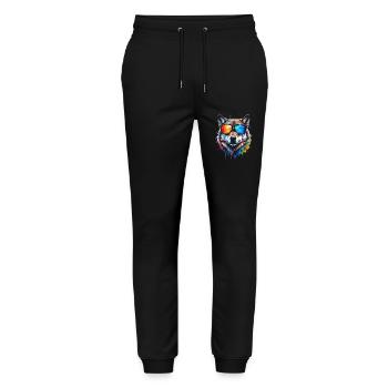 Wolf Sunglasses Colorful Animal Design Print - Stanley/Stella Mover Unisex Organic Jogging Trousers - black - Front - Marisol (170cm) & Nik (191cm)