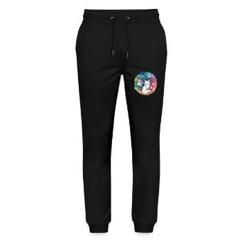 renard, papillons, fleurs animales, illustration, sortie - Pantalon de jogging bio MOVER Stanley/Stella unisexe - noir - Devant - Marisol (170cm) & Nik (191cm)