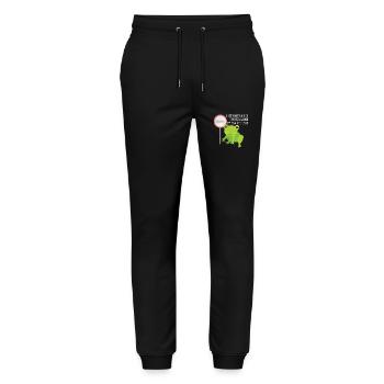 Ich warte nur auf den Bus, weil mein Auto Krötenspaß hat - Stanley/Stella Unisex Bio Jogginghose Mover  - Schwarz - Vorne - Marisol (170cm) & Nik (191cm)