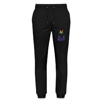 Disco-Katze Hardcore-Rave Musik Raver EDM DJ - Stanley/Stella Unisex Bio Jogginghose Mover  - Schwarz - Vorne - Marisol (170cm) & Nik (191cm)