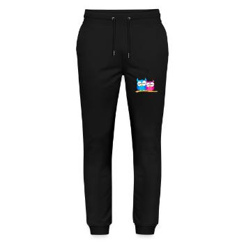 Eulenliebhaber Auf Einem Ast Raubvögel Humor - Stanley/Stella Unisex Bio Jogginghose Mover  - Schwarz - Vorne - Marisol (170cm) & Nik (191cm)