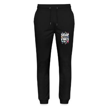 Soap making vibes only - Stanley/Stella Mover Unisex Organic Jogging Trousers - black - Front - Marisol (170cm) & Nik (191cm)