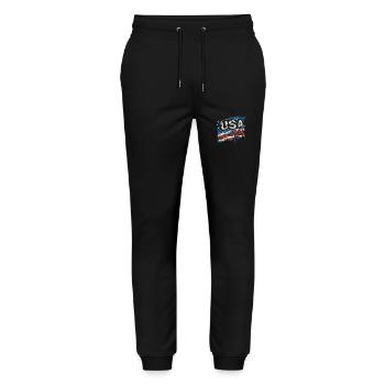 United States 2024 Election American Flag Graffiti - Stanley/Stella Mover Unisex Organic Jogging Trousers - black - Front - Marisol (170cm) & Nik (191cm)