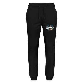 Hawaii Souvenir Tropical Flowers and Pineapple - Stanley/Stella Mover Unisex Organic Jogging Trousers - black - Front - Marisol (170cm) & Nik (191cm)