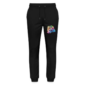Colorful Leopard Artwork for Wildlife Lovers - Stanley/Stella Mover Unisex Organic Jogging Trousers - black - Front - Marisol (170cm) & Nik (191cm)
