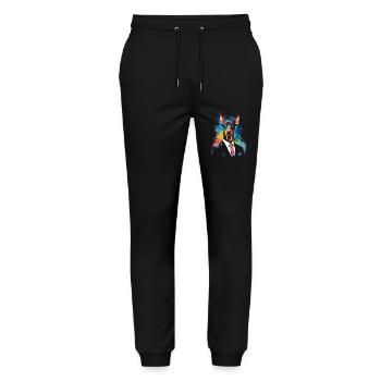 Dobermann Anzug Hund Bunt Lustig Tier Design Print - Stanley/Stella Unisex Bio Jogginghose Mover  - Schwarz - Vorne - Marisol (170cm) & Nik (191cm)