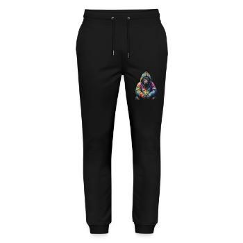 Gorilla Hoodie Monkey Colorful Animal Design Print - Stanley/Stella Mover Unisex Organic Jogging Trousers - black - Front - Marisol (170cm) & Nik (191cm)