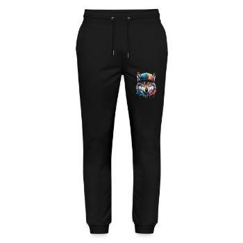 Casquette Wolf Snapback Imprimé de design animal coloré - Pantalon de jogging bio MOVER Stanley/Stella unisexe - noir - Devant - Marisol (170cm) & Nik (191cm)