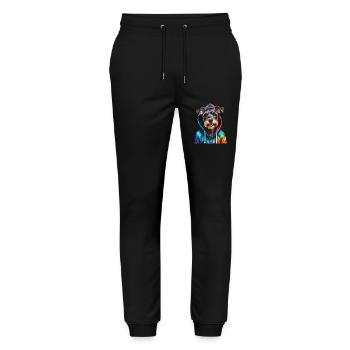 Zwergschnauzer Hoodie Hund Lustig Tier Print - Stanley/Stella Unisex Bio Jogginghose Mover  - Schwarz - Vorne - Marisol (170cm) & Nik (191cm)