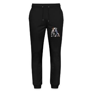 Funny English Bulldog Animal Lover Chilling - Stanley/Stella Mover Unisex Organic Jogging Trousers - black - Front - Marisol (170cm) & Nik (191cm)