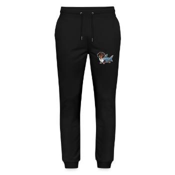 Dachshund In Costumes Funny Shark - Stanley/Stella Mover Unisex Organic Jogging Trousers - black - Front - Marisol (170cm) & Nik (191cm)