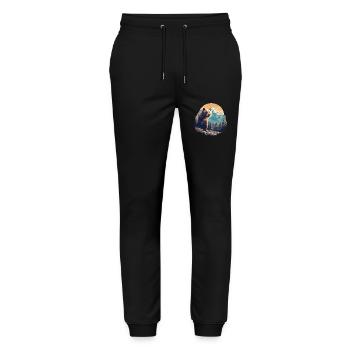 Bear Bären Bär - Stanley/Stella Mover Unisex Organic Jogging Trousers - black - Front - Marisol (170cm) & Nik (191cm)