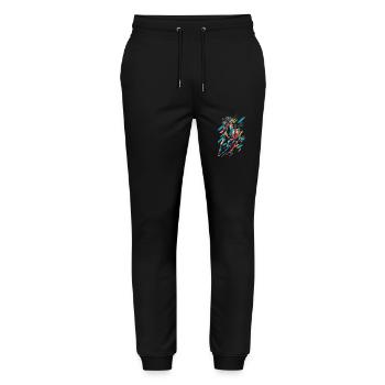 Conception géométrique colorée du cheval - Pantalon de jogging bio MOVER Stanley/Stella unisexe - noir - Devant - Marisol (170cm) & Nik (191cm)