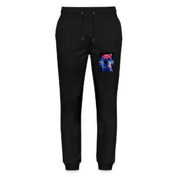 Animal Art Planet Fantasy Artwork Pug - Stanley/Stella Mover Unisex Organic Jogging Trousers - black - Front - Marisol (170cm) & Nik (191cm)