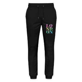 London Souvenir Colorful Watercolor Design - Stanley/Stella Mover Unisex Organic Jogging Trousers - black - Front - Marisol (170cm) & Nik (191cm)