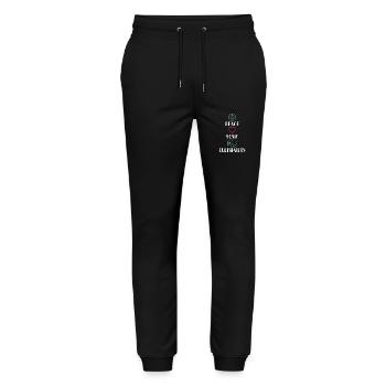 Peace Love Elephants Inspiring Funny Animal Lover - Stanley/Stella Mover Unisex Organic Jogging Trousers - black - Front - Marisol (170cm) & Nik (191cm)