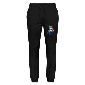 Wolf Suit Colorful Animal Design Print - Stanley/Stella Mover Unisex Organic Jogging Trousers - black - Front - Marisol (170cm) & Nik (191cm)