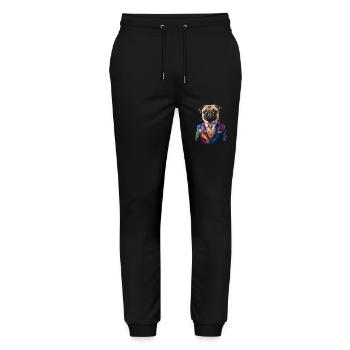 Mops Anzug Hund Bunt Lustig Tier Design Print - Stanley/Stella Unisex Bio Jogginghose Mover  - Schwarz - Vorne - Marisol (170cm) & Nik (191cm)