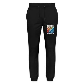 Buntglaskünstler Buntglaskunst - Stanley/Stella Unisex Bio Jogginghose Mover  - Schwarz - Vorne - Marisol (170cm) & Nik (191cm)