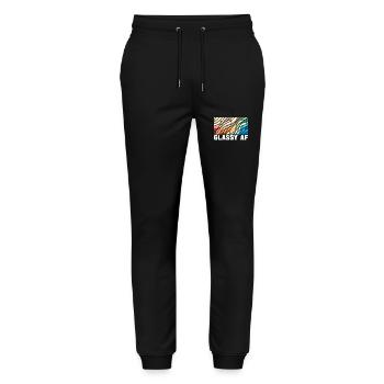 Buntglaskünstler Buntglaskunst - Stanley/Stella Unisex Bio Jogginghose Mover  - Schwarz - Vorne - Marisol (170cm) & Nik (191cm)