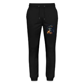 Halloween Gift Women Cat Men Kids Decoration - Stanley/Stella Mover Unisex Organic Jogging Trousers - black - Front - Marisol (170cm) & Nik (191cm)