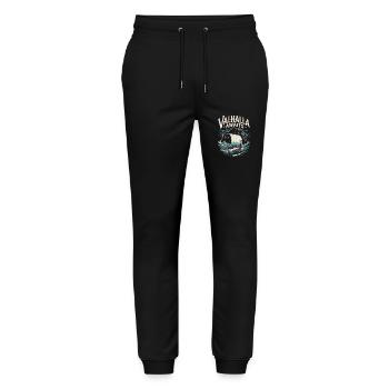 Wikingerschiff Valhalla Awaits für eine Wikinger - Stanley/Stella Unisex Bio Jogginghose Mover  - Schwarz - Vorne - Marisol (170cm) & Nik (191cm)