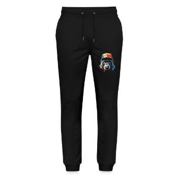 Gorilla Snapback Cap Monkey Cool Animal Design Print - Pantalon de jogging bio MOVER Stanley/Stella unisexe - noir - Devant - Marisol (170cm) & Nik (191cm)