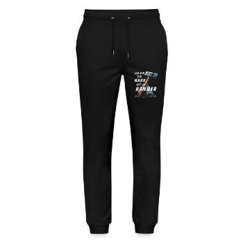 I'M A MAN WITH A HAMMER - Stanley/Stella Mover Unisex Organic Jogging Trousers - black - Front - Marisol (170cm) & Nik (191cm)