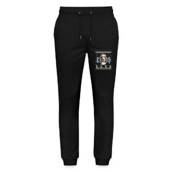Basset Hound Pull de Noël drôle pour chien - Pantalon de jogging bio MOVER Stanley/Stella unisexe - noir - Devant - Marisol (170cm) & Nik (191cm)