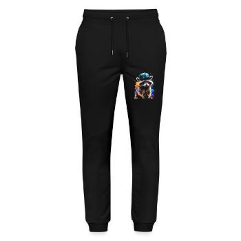 Raccoon Snapback Cap Colorful Animal Design Print - Stanley/Stella Mover Unisex Organic Jogging Trousers - black - Front - Marisol (170cm) & Nik (191cm)