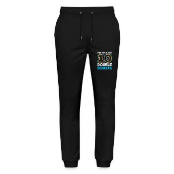 17th birthday Ten year of birth Date of birth - Stanley/Stella Mover Unisex Organic Jogging Trousers - black - Front - Marisol (170cm) & Nik (191cm)