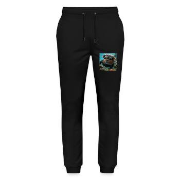Guinea pig - Stanley/Stella Mover Unisex Organic Jogging Trousers - black - Front - Marisol (170cm) & Nik (191cm)