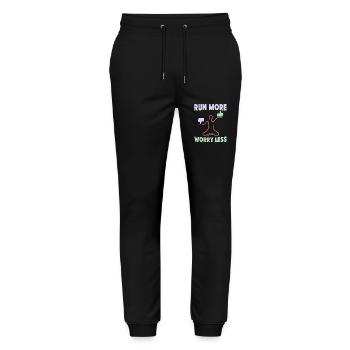 Marathon Runner Run More Worry Less Running - Stanley/Stella Unisex Bio Jogginghose Mover  - Schwarz - Vorne - Marisol (170cm) & Nik (191cm)